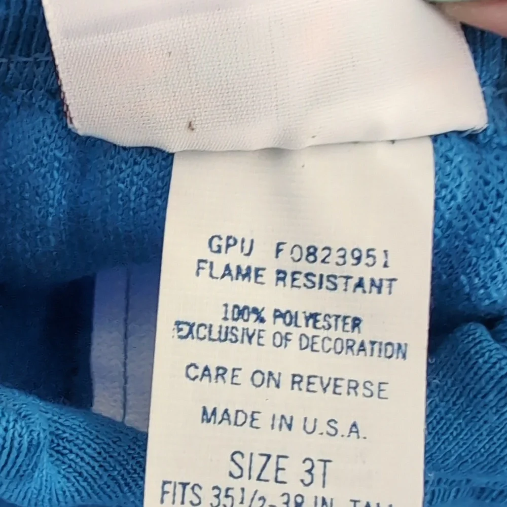 Vintage Children's Size 3T Paddington Bear Blue Footed Zip Up Pajamas